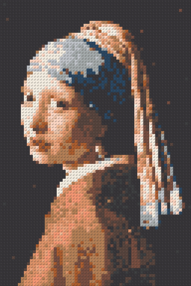 Klemmbaustein-Mosaik 'Das Mädchen mit dem Perlenohrgehänge' von brixio®