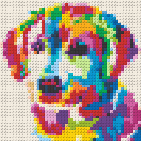 Klemmbaustein-Mosaik 'Bunter Hund'
