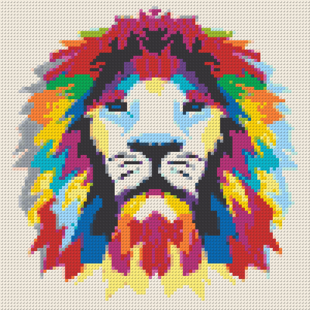 Klemmbaustein-Mosaik 'Color Lion II' von brixio®