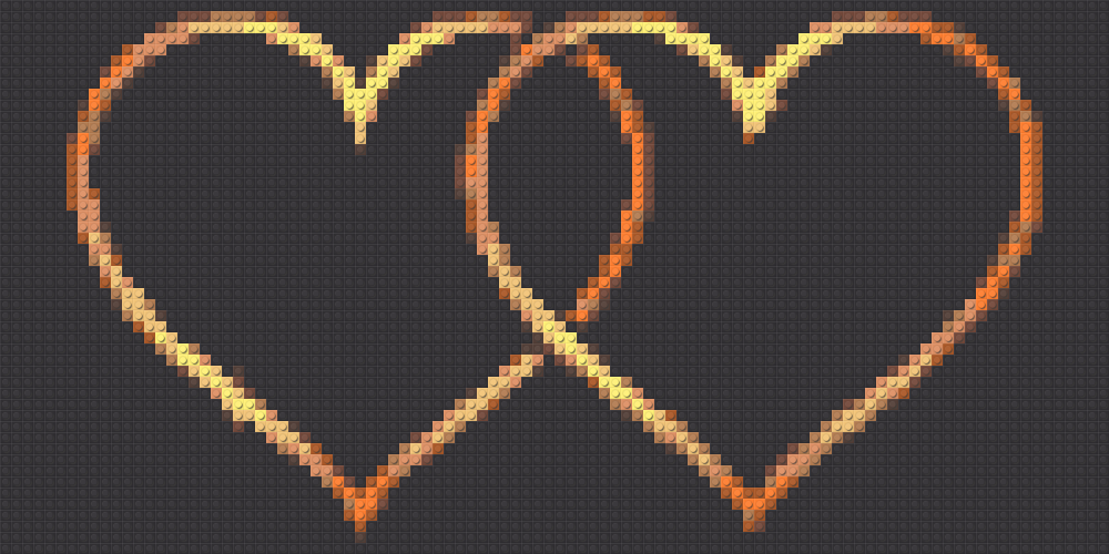 Klemmbaustein-Mosaik 'Herzen Gold' von brixio®
