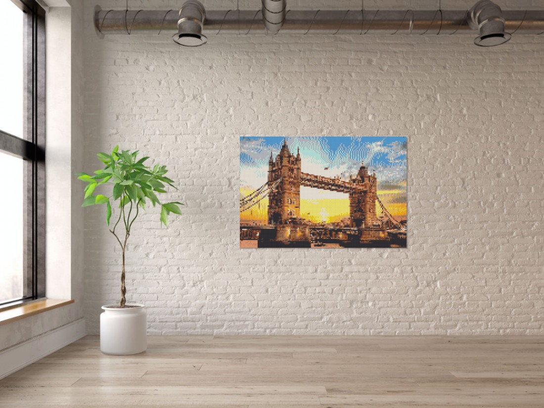 Mosaik-Ansicht 'Klemmbaustein Mosaik 'Tower Bridge'' an Mauer-Wand