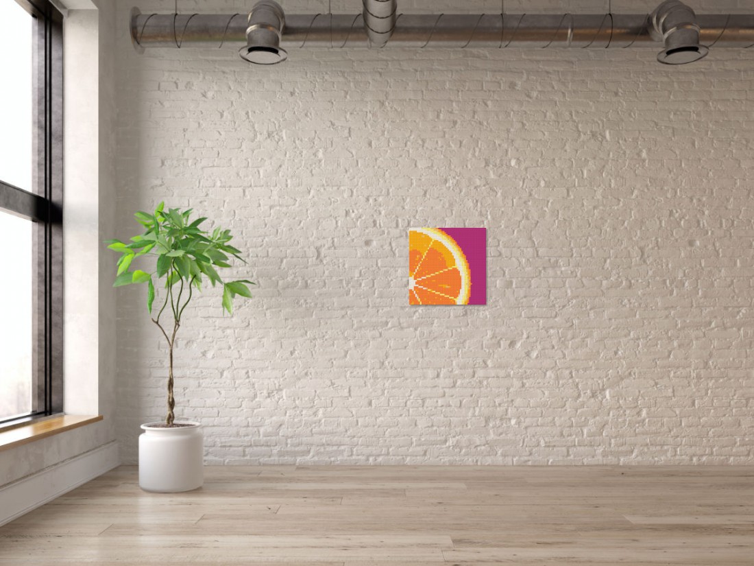 Mosaik-Ansicht 'Klemmbaustein Mosaik 'Orange'' an Mauer-Wand