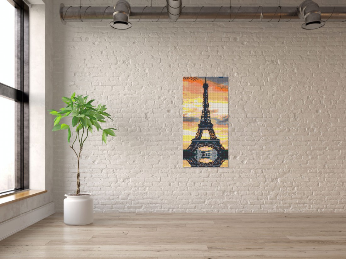 Mosaik-Ansicht 'Klemmbaustein Mosaik 'Eiffelturm'' an Mauer-Wand