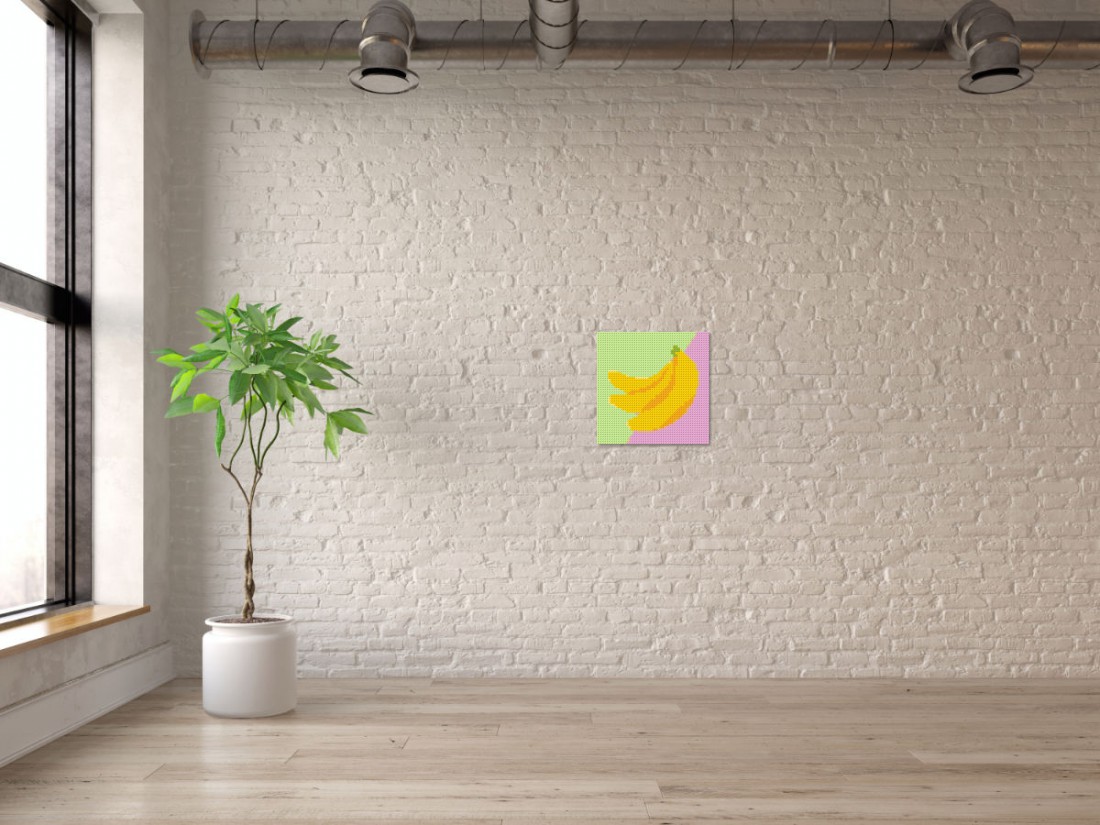Mosaik-Ansicht 'Klemmbaustein Mosaik 'Bananen'' an Mauer-Wand