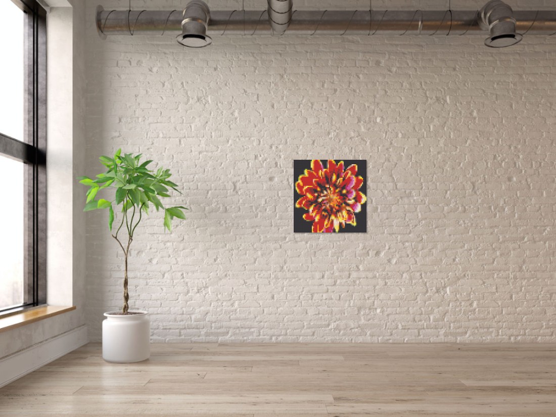 Mosaik-Ansicht 'Klemmbaustein Mosaik 'Chrysantheme'' an Mauer-Wand