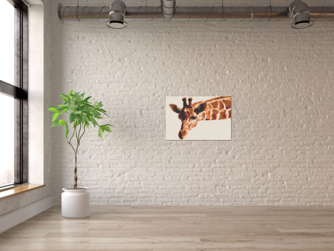 Mosaik-Ansicht 'Klemmbaustein Mosaik 'Giraffe'' an Mauer-Wand